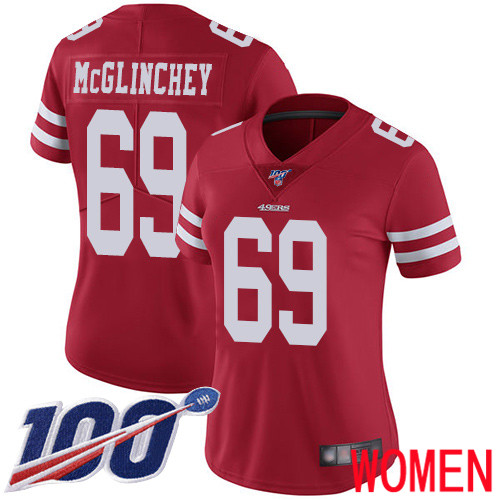 San Francisco 49ers Limited Red Women Mike McGlinchey Home NFL Jersey #69 100th Season Vapor Untouchable